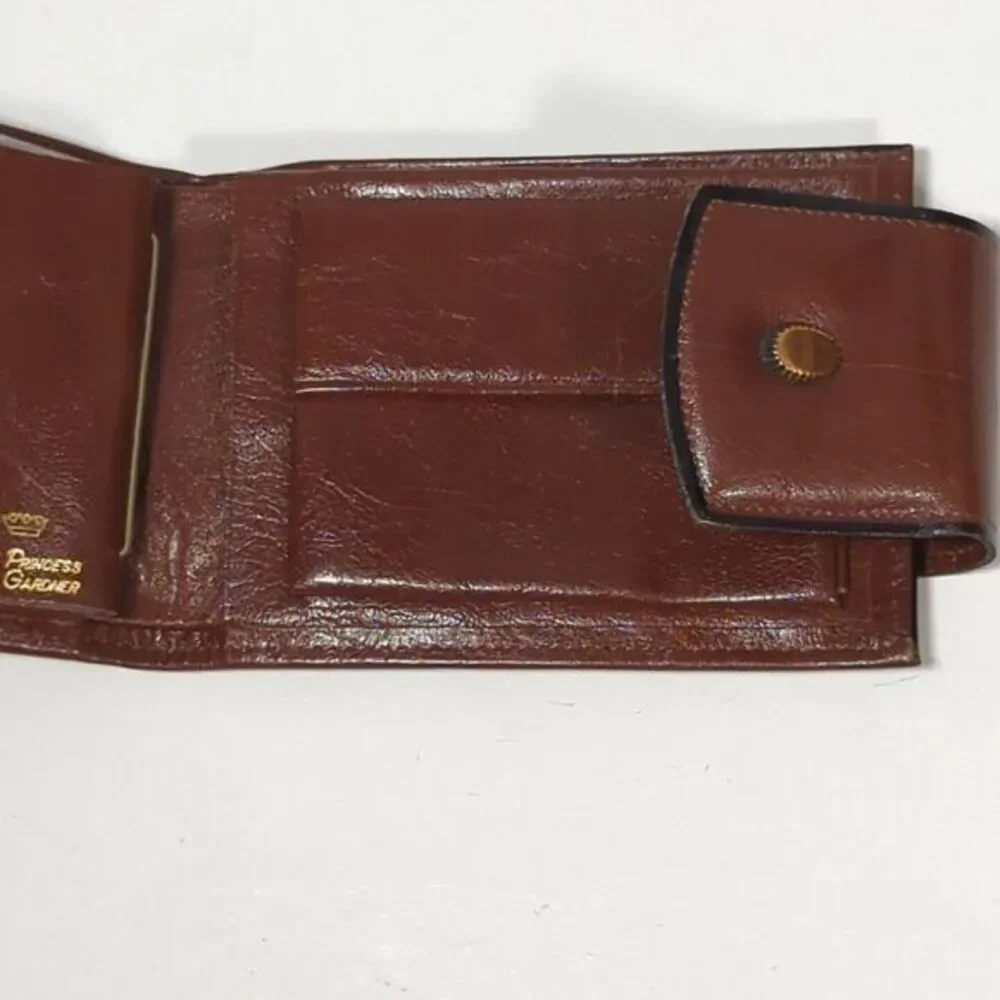 VTG Princess Gardner Calfskin Bifold Billfold‎ Wallet Brown Leather 3.5x5 Retro